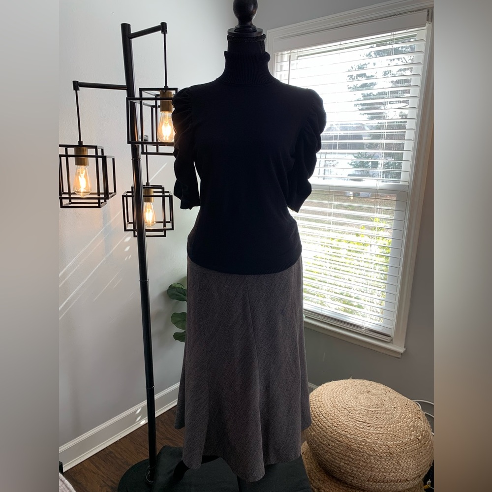 Gray A-Line Flare Hem Skirt
